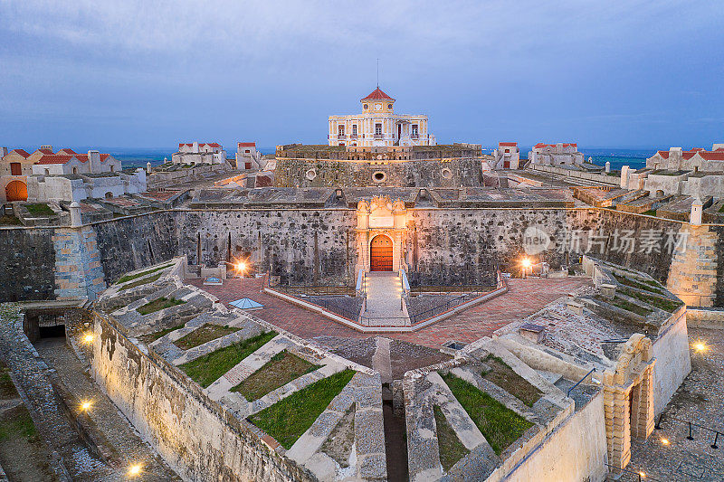 埃尔瓦斯堡无人机鸟瞰图Forte Nossa Senhora da Graca葡萄牙